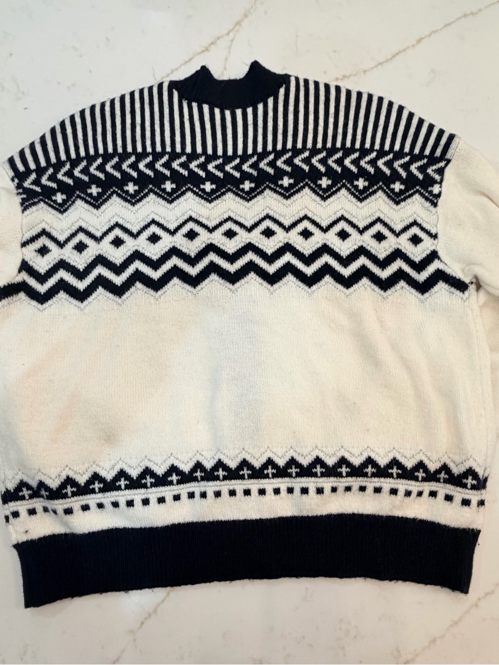 Ann Taylor Black & White Women’s Fair Isle Button-Front Sweater (Size L) - Picture 3 of 9